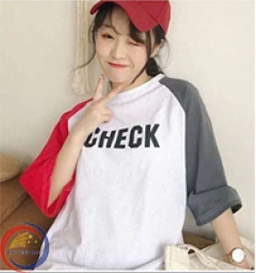 Áo phông nữ cổ tròn phối màu
