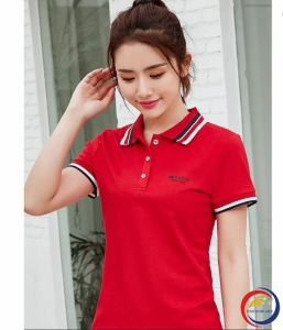 Áo phông nữ đỏ cổ phối