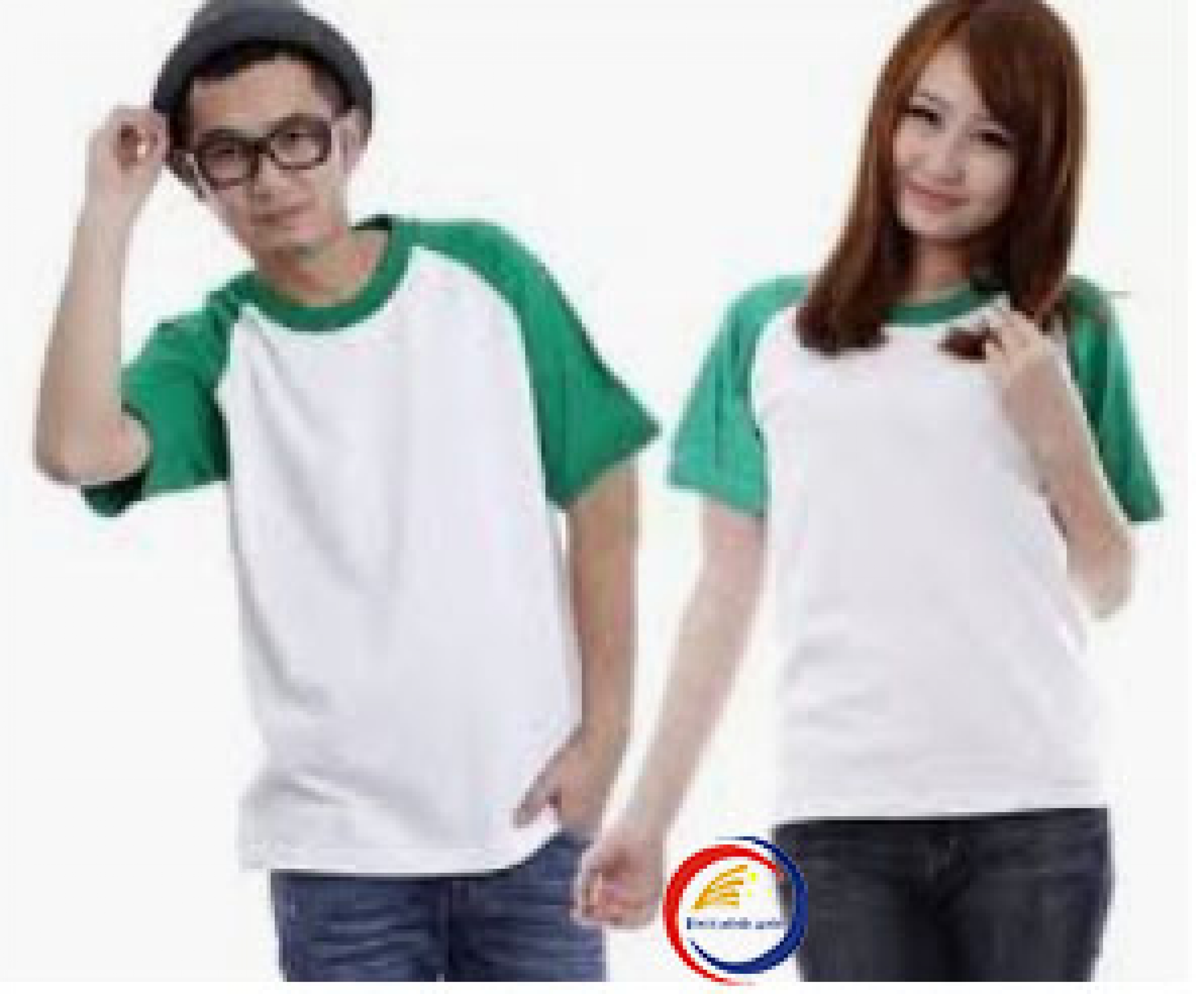Áo phông  cổ tròn phối xanh